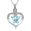 starlight urns heart shaped urn necklace with crystal butterfly – memorial cremation jewelry for ashes