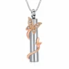 starlight urns cylinder urn necklace with butterflies and cz crystals – stainless steel cremation jewelry memorial pendant for ashes