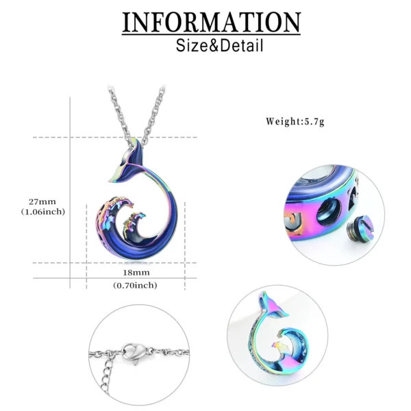 starlight urns ocean wave urn necklace for ashes – memorial jewelry keepsake pendant