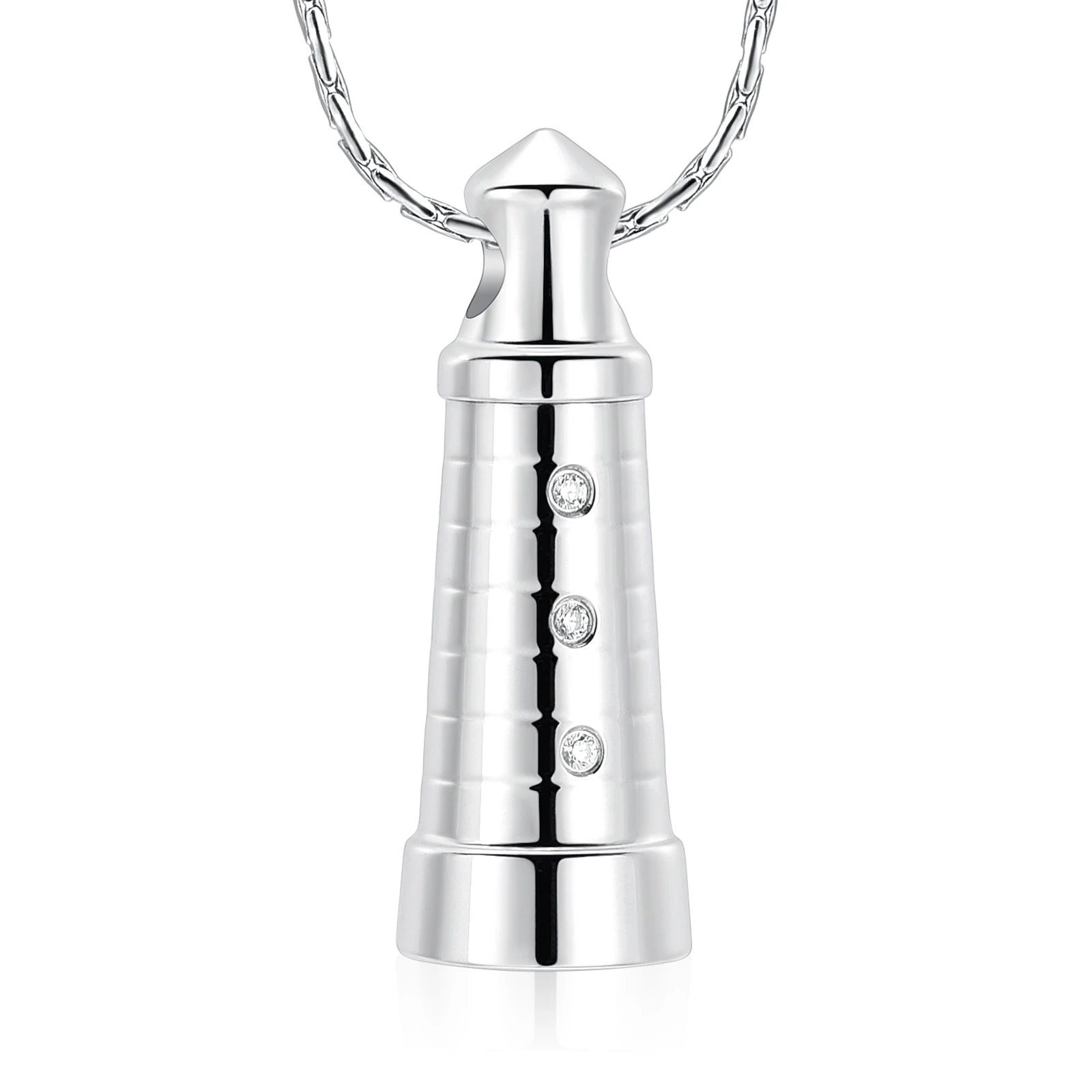 Starlight Urns Lighthouse Stainless Steel Urn Necklace – Memorial Jewelry for Ashes