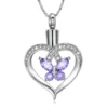 starlight urns heart shaped urn necklace with crystal butterfly – memorial cremation jewelry for ashes
