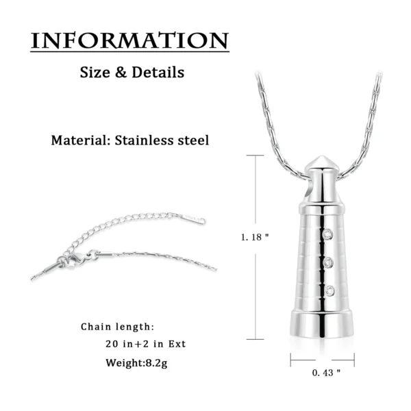 starlight urns lighthouse stainless steel urn necklace – memorial jewelry for ashes