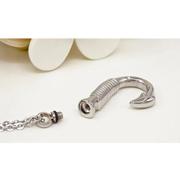 starlight urns fish hook urn necklace for ashes – stainless steel cremation jewelry memorial keepsake pendant