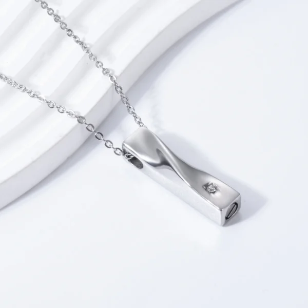 starlight urns twisted bar with zirconia urn necklace – elegant memorial jewelry for ashes