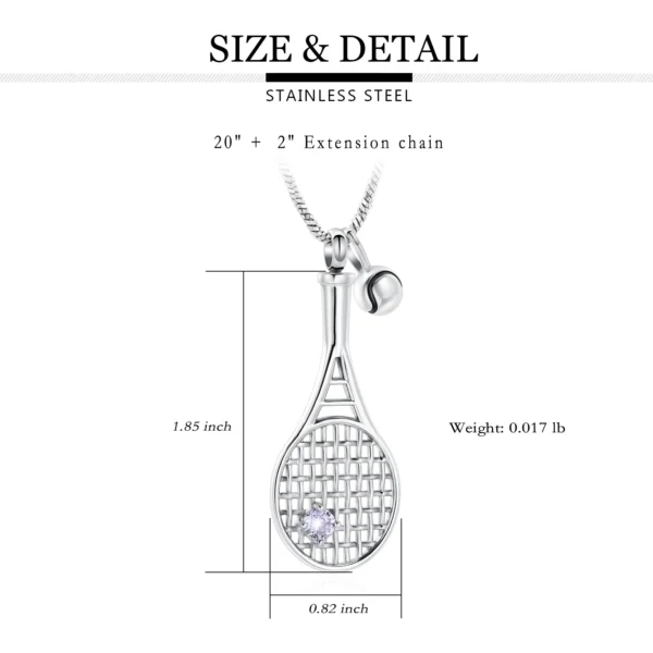 starlight urns tennis racket urn necklace with blue crystal – memorial jewelry for ashes