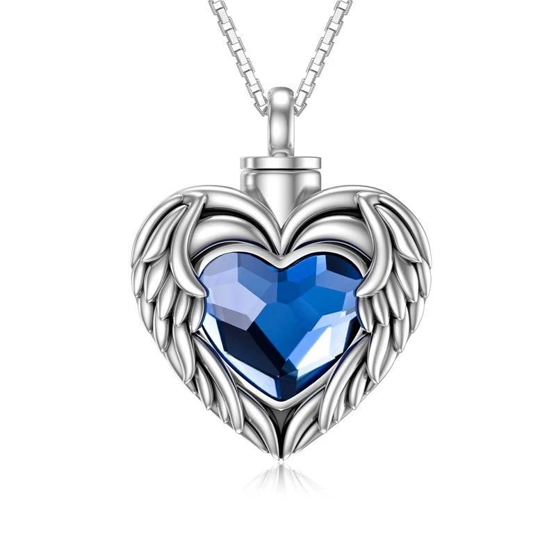 Starlight Urns Blue Heart Wings Urn Necklace For Ashes