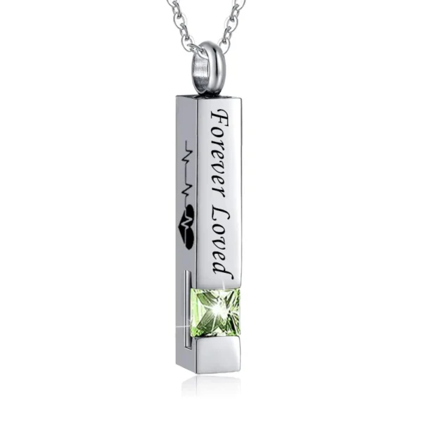 starlight urns birthstone cuboid ashes necklace – “forever loved” cremation jewelry