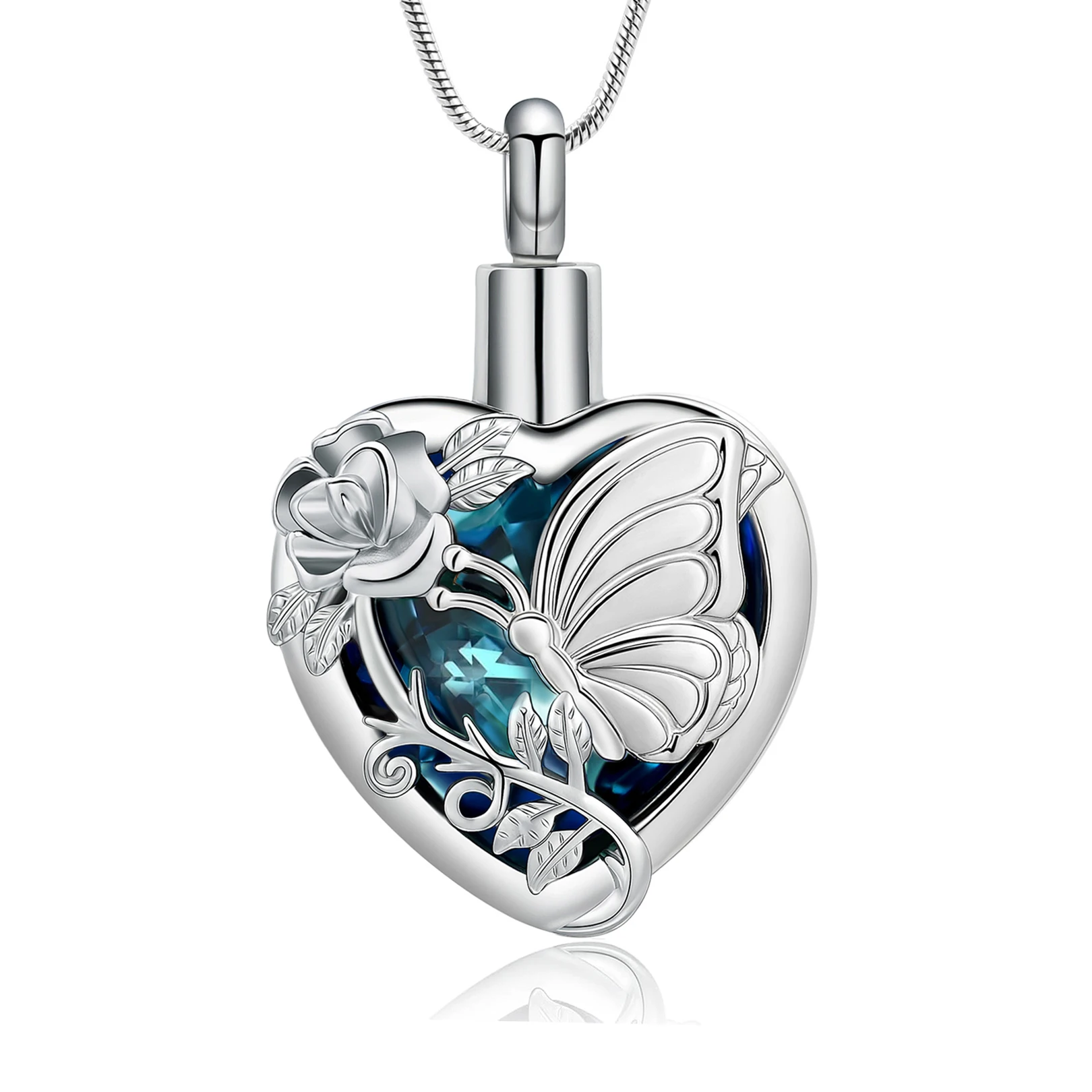 Starlight Urns Butterfly Heart Rose Cremation Jewelry Necklace