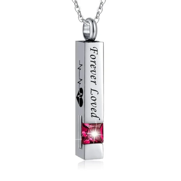 starlight urns birthstone cuboid ashes necklace – “forever loved” cremation jewelry