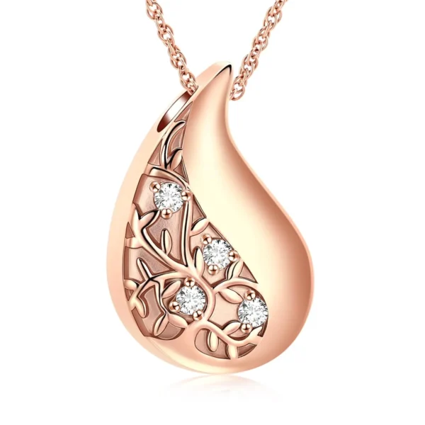 teardrop tree of life starlight urns urn necklace with zirconia – elegant cremation jewelry for ashes