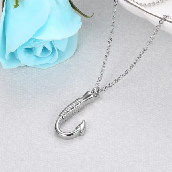 starlight urns fish hook urn necklace for ashes – stainless steel cremation jewelry memorial keepsake pendant