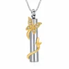 starlight urns cylinder urn necklace with butterflies and cz crystals – stainless steel cremation jewelry memorial pendant for ashes
