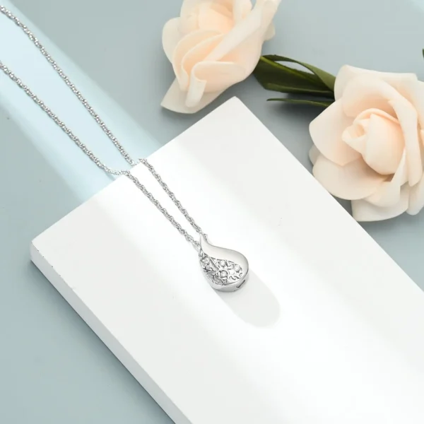 teardrop tree of life starlight urns urn necklace with zirconia – elegant cremation jewelry for ashes
