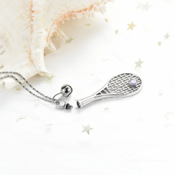 starlight urns tennis racket urn necklace with blue crystal – memorial jewelry for ashes