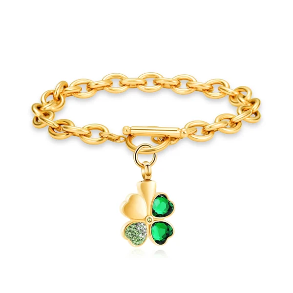 starlight urns green clover urn bracelet – memorial cremation jewelry for ashes