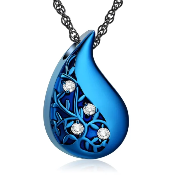 teardrop tree of life starlight urns urn necklace with zirconia – elegant cremation jewelry for ashes