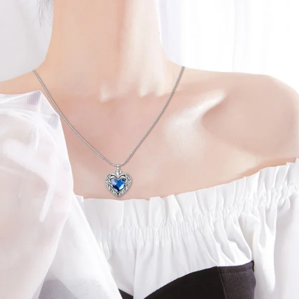 starlight urns blue heart wings urn necklace for ashes