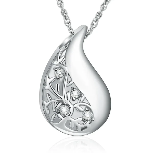 teardrop tree of life starlight urns urn necklace with zirconia – elegant cremation jewelry for ashes