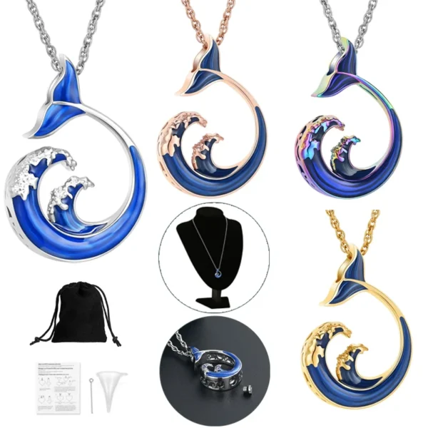 starlight urns ocean wave urn necklace for ashes – memorial jewelry keepsake pendant