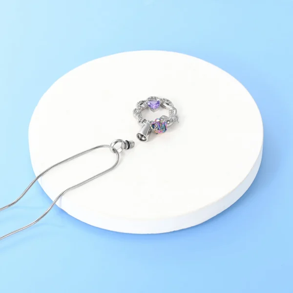 starlight urns circle of rose urn necklace for ashes – stainless steel cremation jewelry memorial keepsake pendant