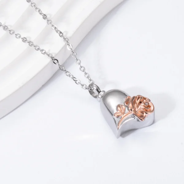 starlight urns heart with rose urn necklace – elegant memorial jewelry for ashes