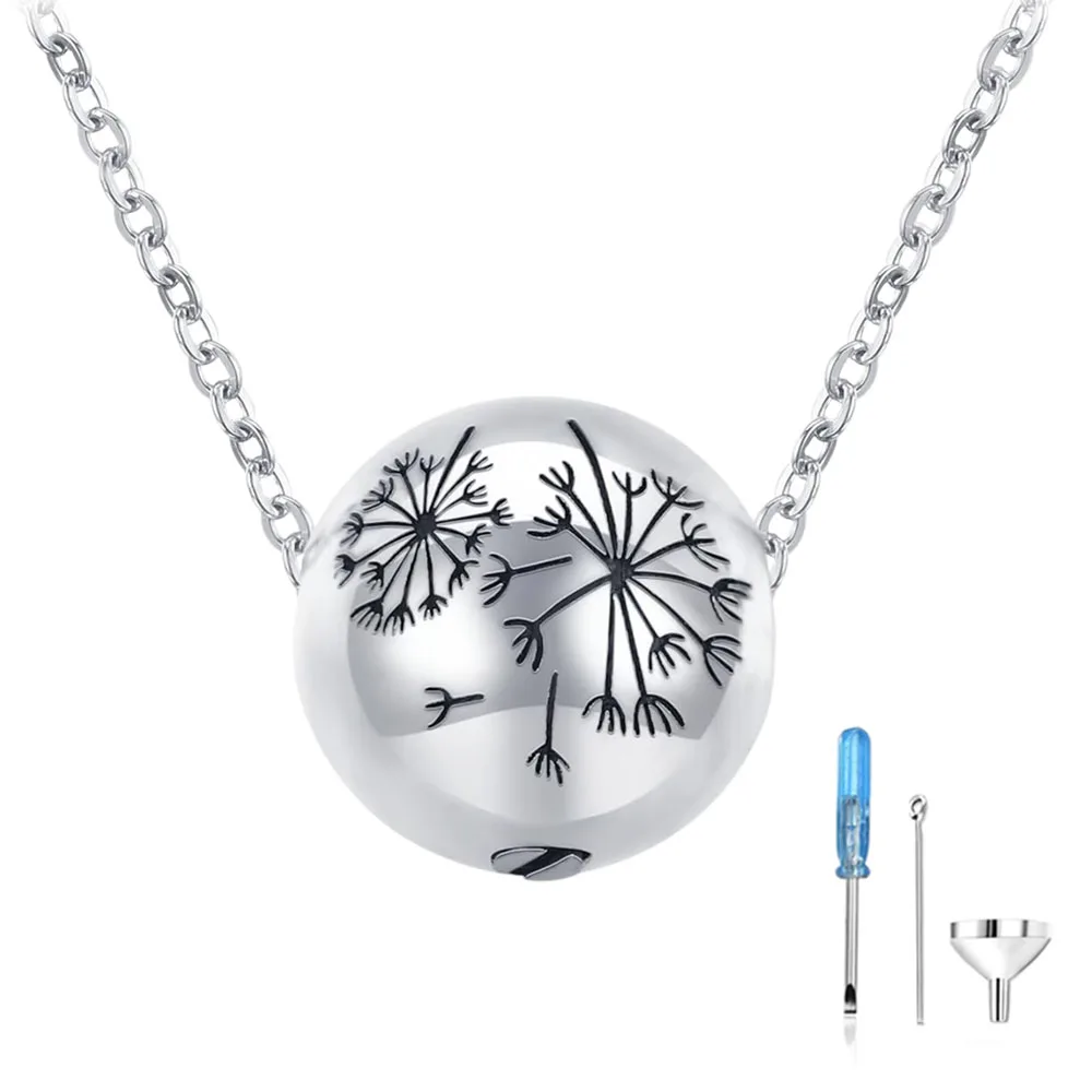 Starlight Urns Dandelion Ball Urn Necklace – Memorial Keepsake Cremation Jewelry