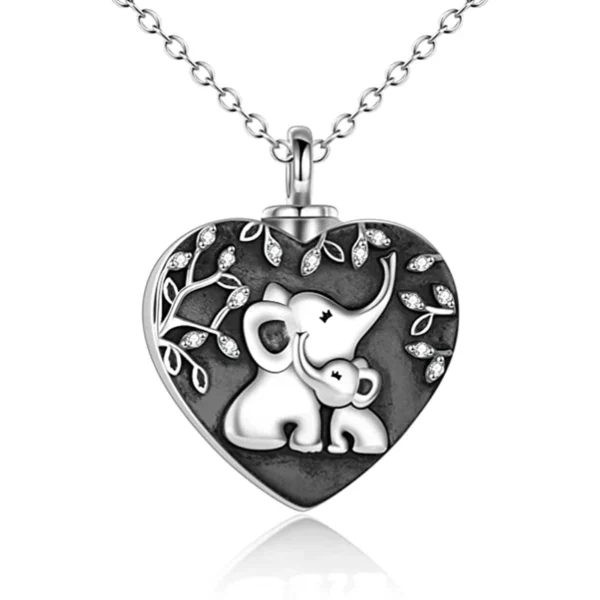 starlight urns elephant heart urn necklace for ashes – stainless steel cremation jewelry memorial keepsake pendant