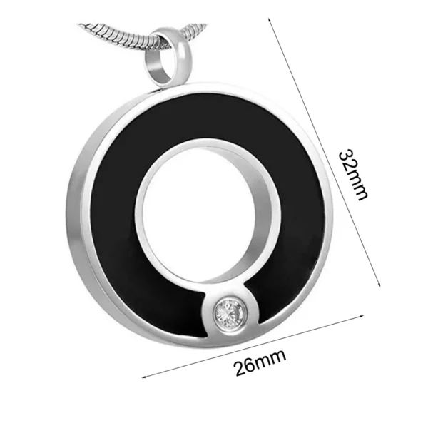 starlight urns black circle urn necklace with cz crystal – stainless steel cremation jewelry memorial pendant for ashes