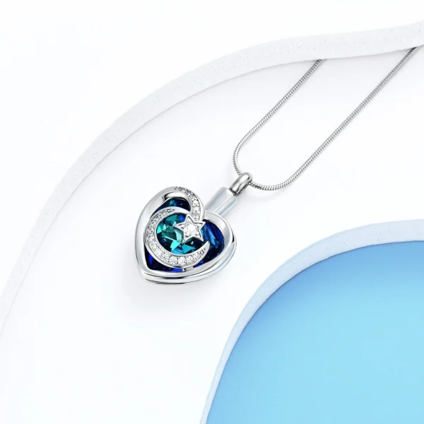 starlight urns cremation jewelry featuring heart with moon and star
