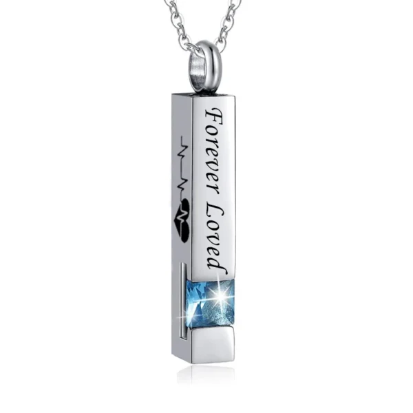 starlight urns birthstone cuboid ashes necklace – “forever loved” cremation jewelry