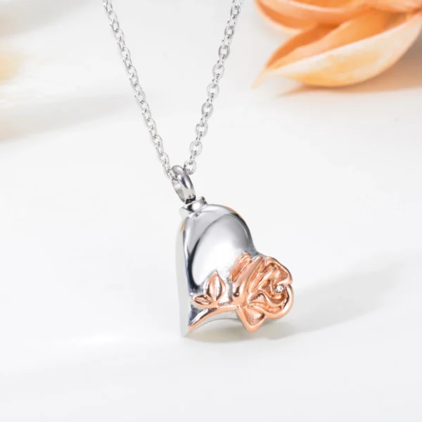 starlight urns heart with rose urn necklace – elegant memorial jewelry for ashes