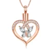 starlight urns heart shaped urn necklace with crystal butterfly – memorial cremation jewelry for ashes