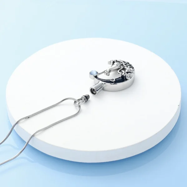 starlight urns moon & cat urn necklace – memorial cremation jewelry for ashes