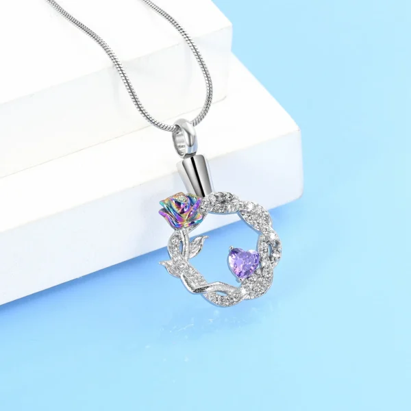 starlight urns circle of rose urn necklace for ashes – stainless steel cremation jewelry memorial keepsake pendant