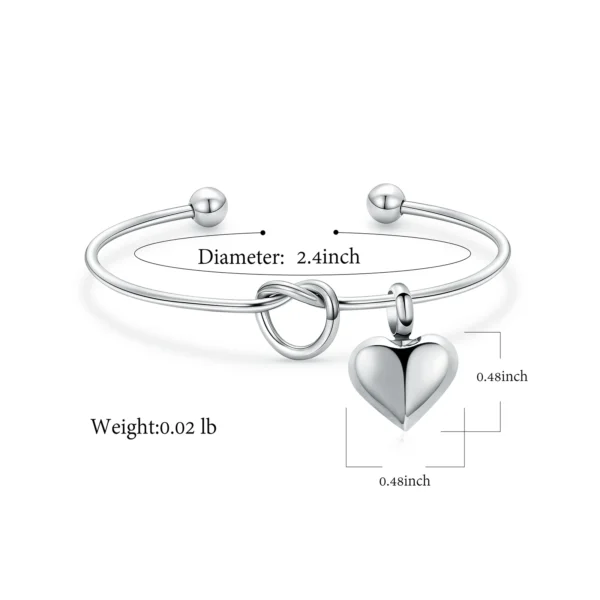 starlight urns heart knot stainless steel urn bracelet for women – memorial cremation jewelry