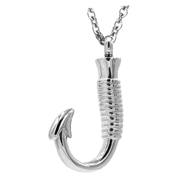 starlight urns fish hook urn necklace for ashes – stainless steel cremation jewelry memorial keepsake pendant
