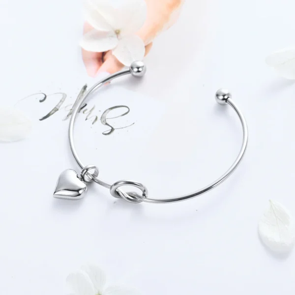 starlight urns heart knot stainless steel urn bracelet for women – memorial cremation jewelry