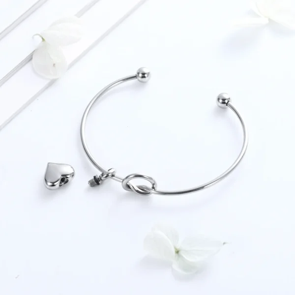 starlight urns heart knot stainless steel urn bracelet for women – memorial cremation jewelry