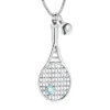 starlight urns tennis racket urn necklace with blue crystal – memorial jewelry for ashes