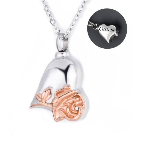 starlight urns heart with rose urn necklace – elegant memorial jewelry for ashes