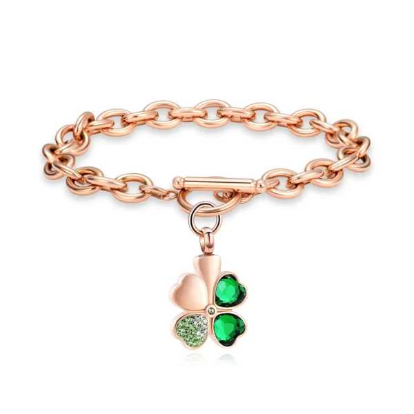 starlight urns green clover urn bracelet – memorial cremation jewelry for ashes