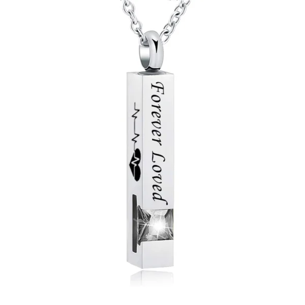 starlight urns birthstone cuboid ashes necklace – “forever loved” cremation jewelry