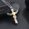 starlight urns cross urn necklace with heart and wings – memorial cremation jewelry for ashes