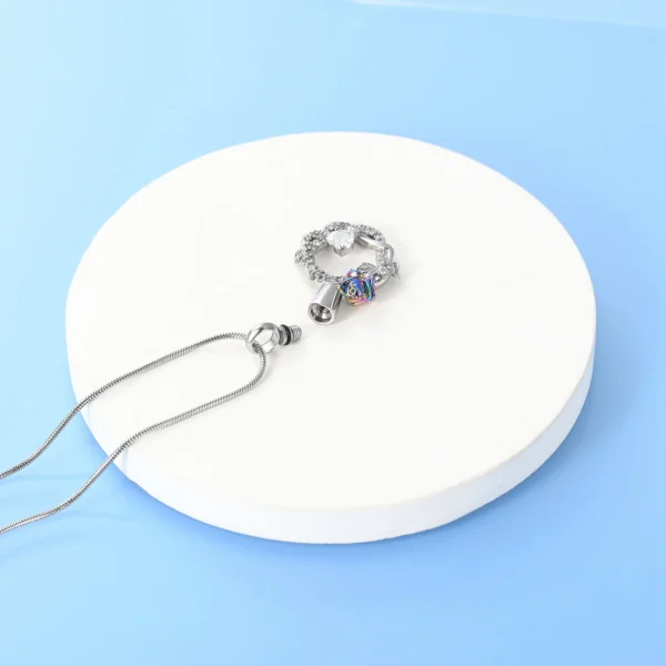 starlight urns circle of rose urn necklace for ashes – stainless steel cremation jewelry memorial keepsake pendant