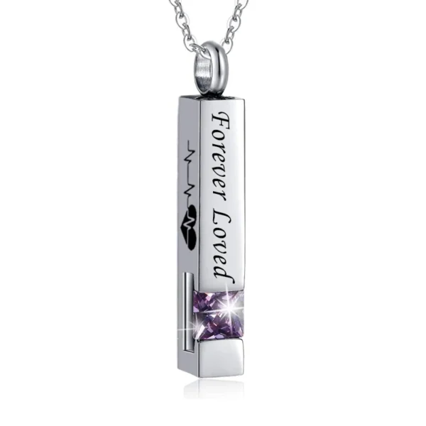 starlight urns birthstone cuboid ashes necklace – “forever loved” cremation jewelry
