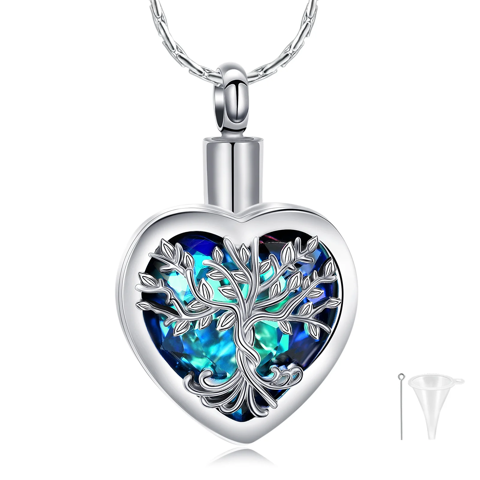 Starlight Urns Tree of Life Crystal Urn Necklace – Memorial Jewelry for Ashes