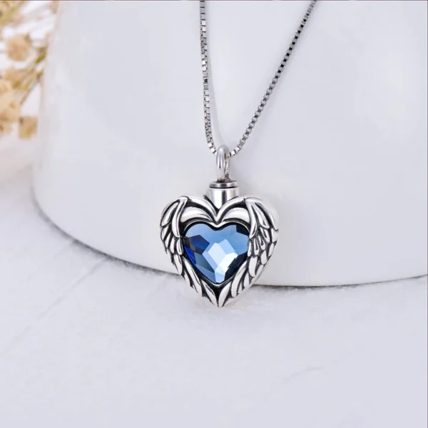 starlight urns blue heart wings urn necklace for ashes