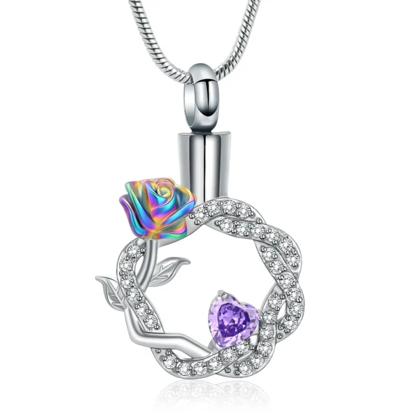 starlight urns circle of rose urn necklace for ashes – stainless steel cremation jewelry memorial keepsake pendant