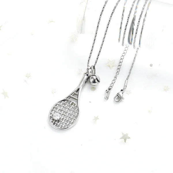 starlight urns tennis racket urn necklace with blue crystal – memorial jewelry for ashes