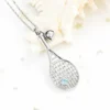 starlight urns tennis racket urn necklace with blue crystal – memorial jewelry for ashes